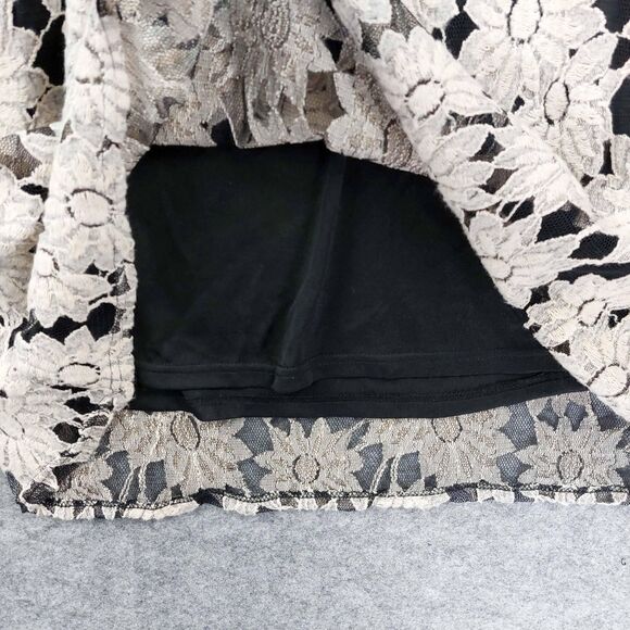 Blu Pepper Tunic Dress Sz M Lace Floral Sheer Bell Sleeve Boho Attached Slip - Picture 7 of 9